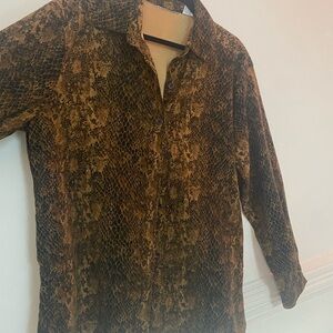 Brown snakeskin button down long sleeve